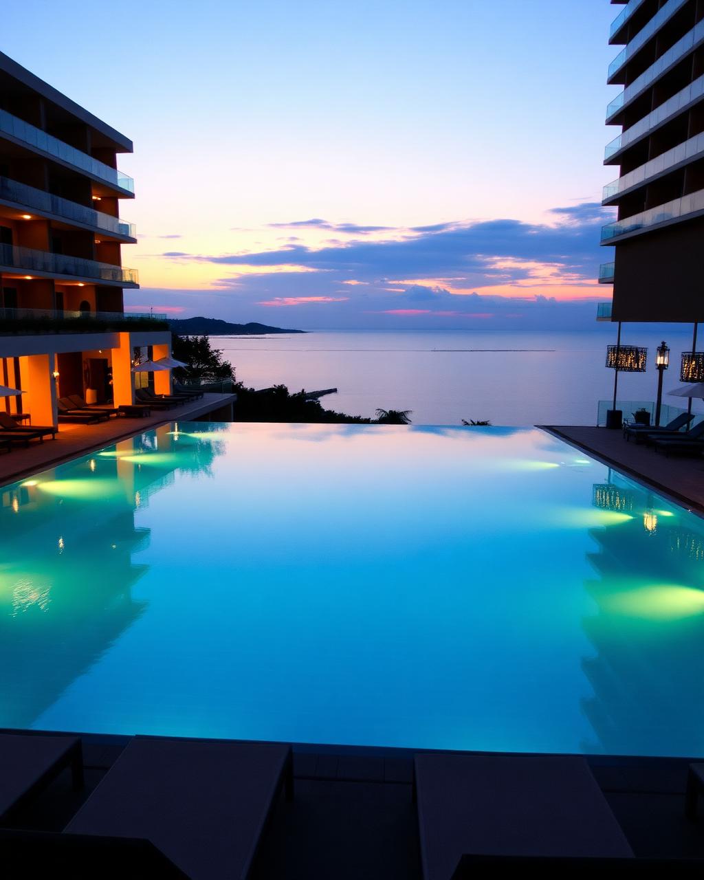 Infinity pool at dusk