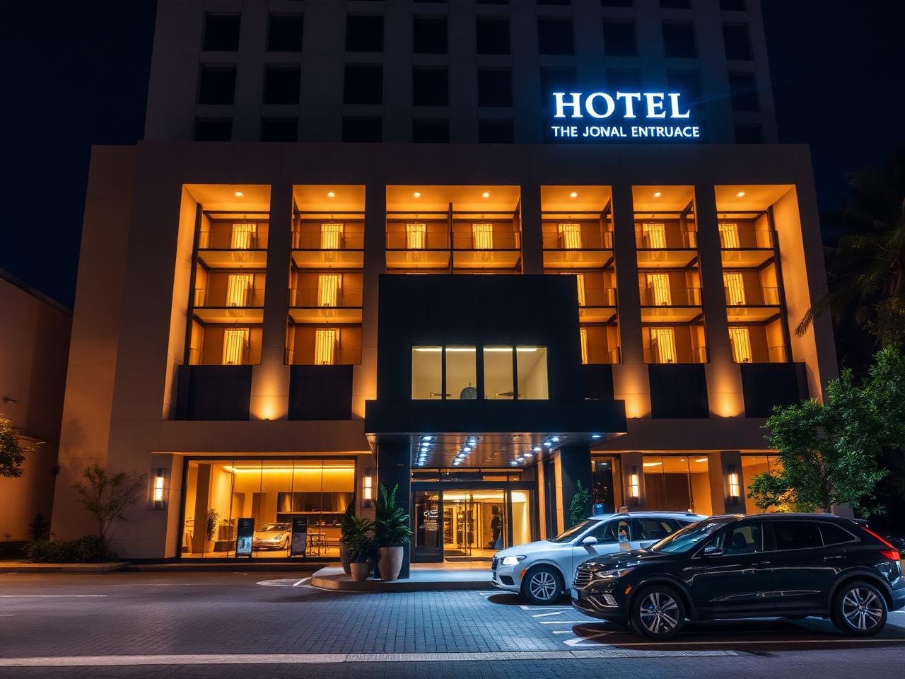 Illuminated facade at night